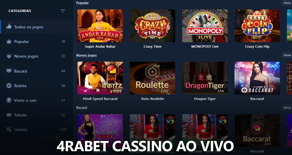 4rabet cassino ao vivo