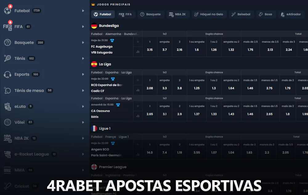 Seção de esportes da 4rabet