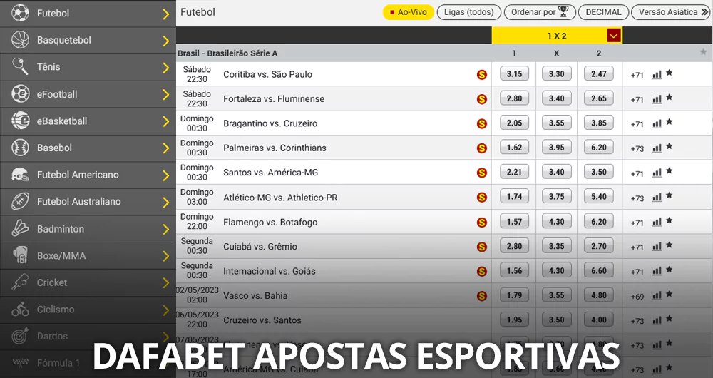 Seção de esportes da Dafabet