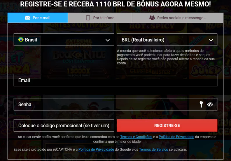 Formulário de registro de Megapari