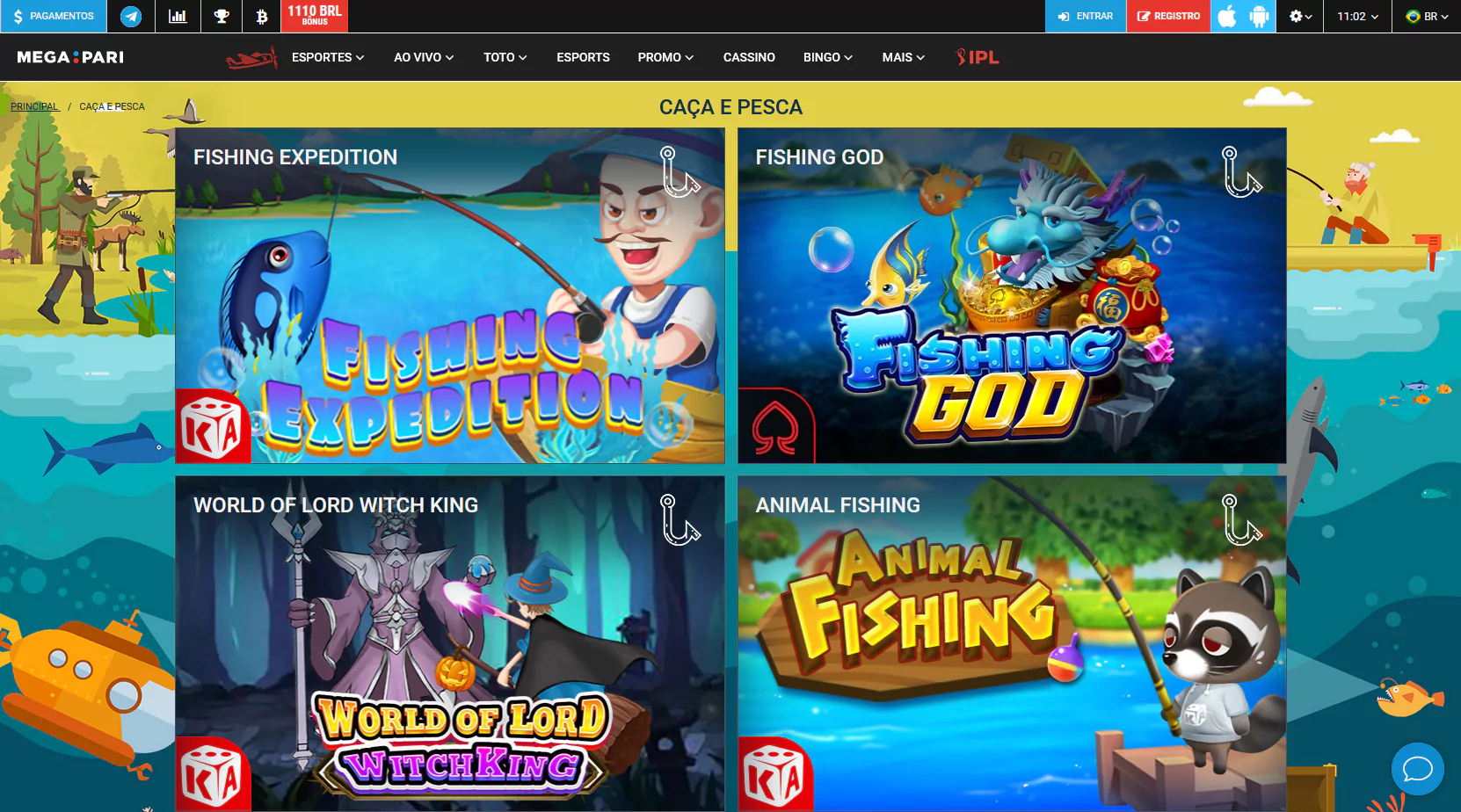 Captura de tela da página de caça-níqueis do Megapari Cassino