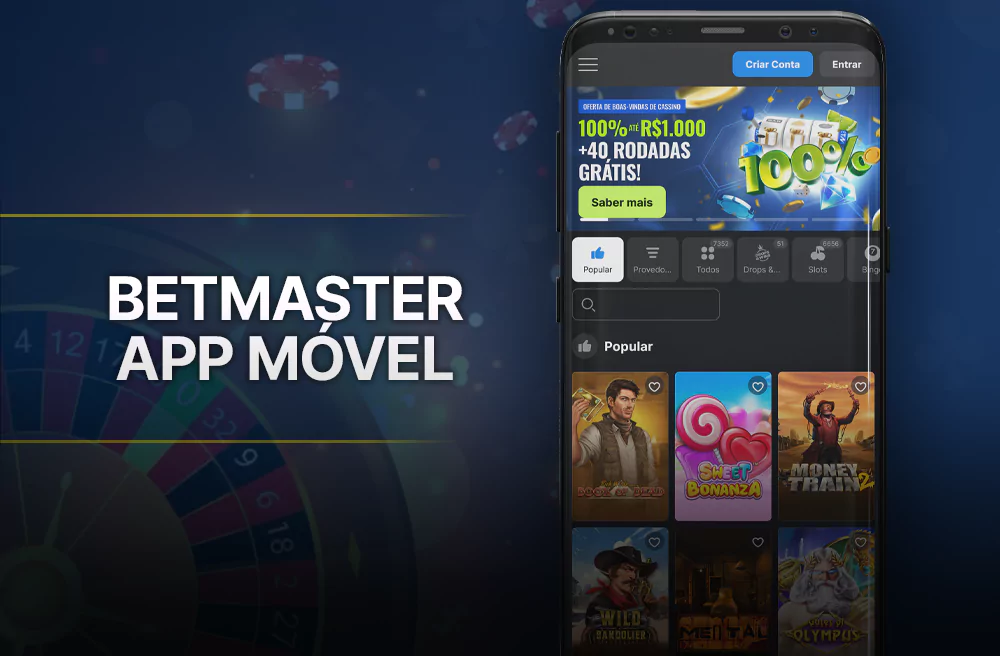 Aplicação móvel Betmaster cassino